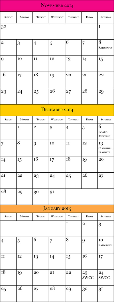 Nov-Jan Calendar